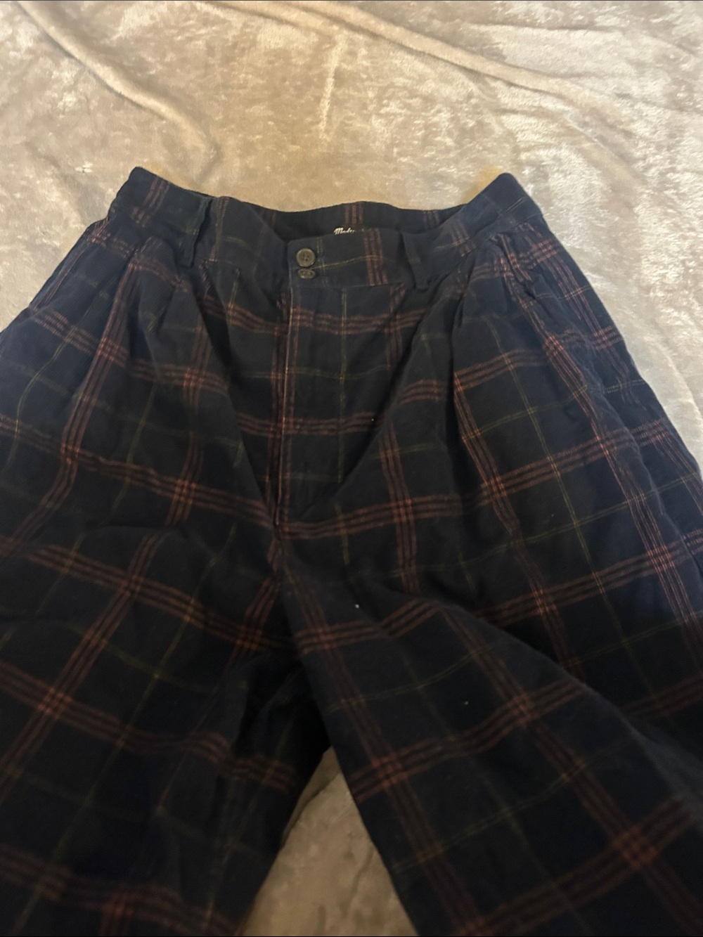 Madewell corduroy pleated wide-leg pants in windowpane - Picture 3 of 6